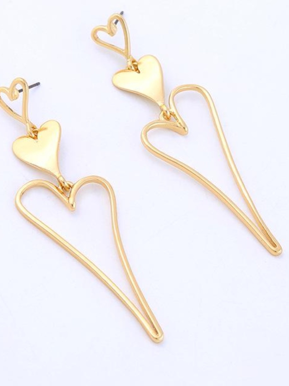 Womens Gold Heart Dangle Drop Lightweight‎ Earrings